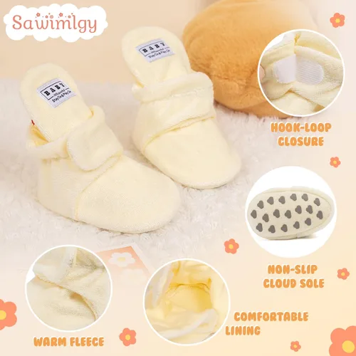 Miniatura 108 de Sawimlgy - Botines de algodón antideslizantes para recién nacido, con agarre, para cuna o para el invierno