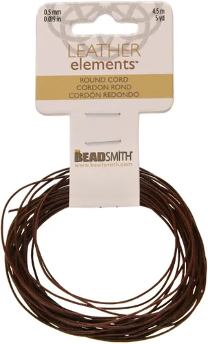 Miniatura 130 de The Beadsmith Cordón de cuero – Negro – Bobina de 0.039 in – 5 yardas/14.8 ft – Tanga de cuero indio ideal para trenzar, cuentas, collares, cordones
