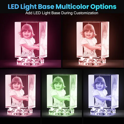 Miniatura 5 de Foto de cristal 3D personalizada, regalos personalizados para mujeres, esposa, hombres, mamá, papá, para ella, para él Foto grabada con láser
