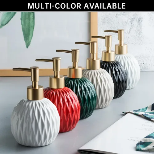 Miniatura 5 de Ceramics - Dispensador de jabón dorado para baño, dispensador de jabón de alivio para fregadero de cocina, botella de jabón líquido recargable