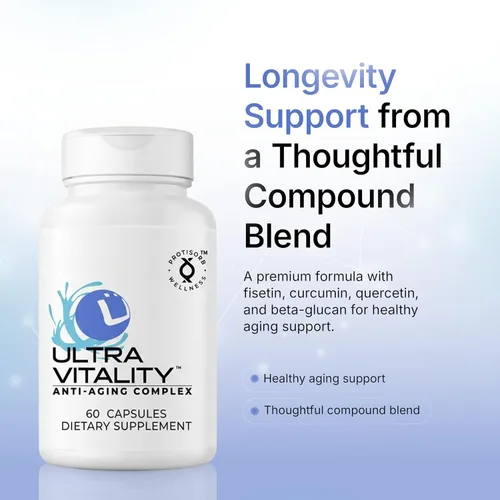 UltraVitality Fórmula de apoyo a la longevidad – Fisetina, Curcumina, Quercetina y Beta-Glucano – Apoya la salud celular y cognitiva Envejecimiento