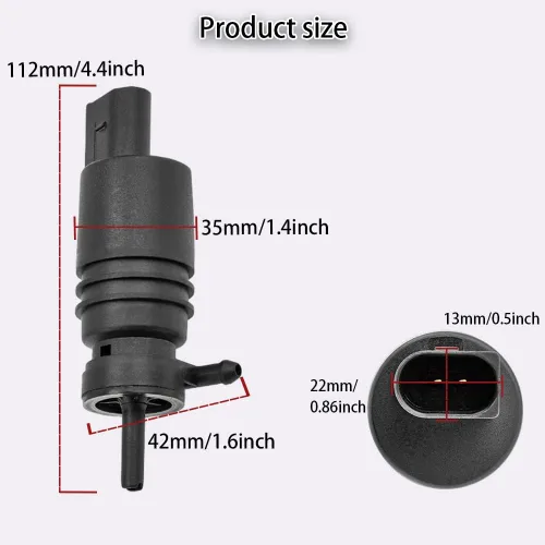 Miniatura 2 de deemars Bomba de lavado de parabrisas compatible con 328i E46 325i M3 M5 X3 X5 Z3 Z4 Z8, reemplaza al OEM #67128362154, 67128377612, 1J5955651