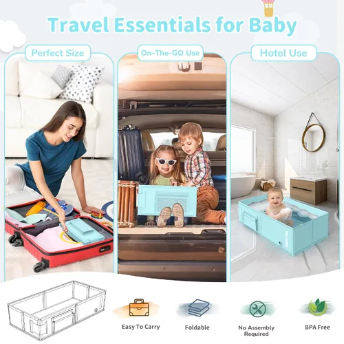 Miniatura 6 de YomauiYee Bañera para bebé, bañera plegable para niños pequeños con taza de enjuague, bañera plegable portátil 2 en 1 para bebés de 6 meses a 5