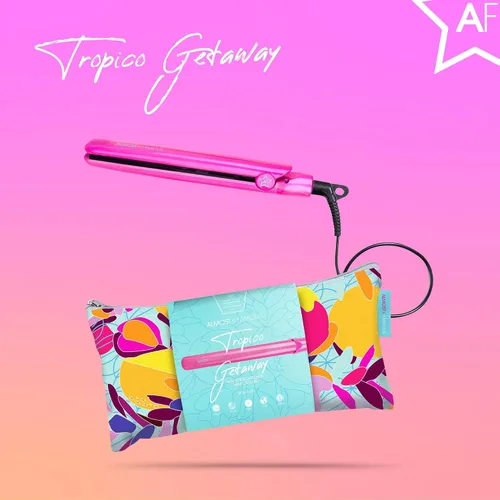 Miniatura 4 de Almost Famous Tropico Getaway - Plancha plana de turmalina y cerámica de 0.5 pulgadas con impresionante bolsa de viaje con temperatura establecida