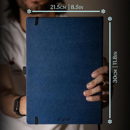 Miniatura 6 de Dingbats - Cuaderno extra grande con puntos de vida silvestre, ballena azul, A4, cuaderno de tapa dura, piel sintética, papel perforado, crema a