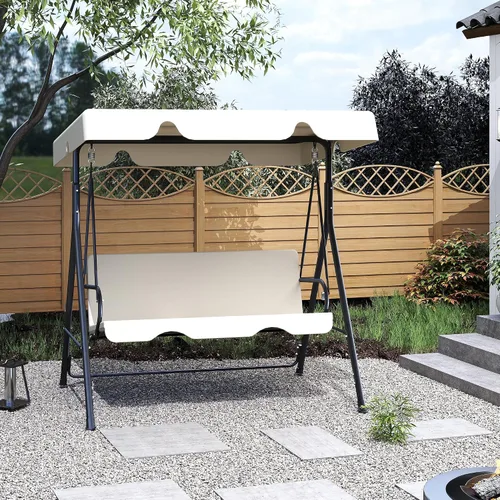 Miniatura 7 de Murago - Silla de columpio para patio al aire libre con dosel ajustable, columpio para patio al aire libre con soporte resistente para 3 personas