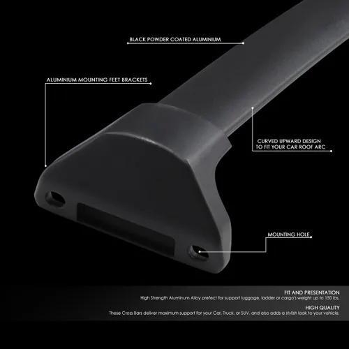 Miniatura 2 de DNA MOTORING PT-ZTL-8030 - Par de barras transversales de aluminio para techo de automóvil, compatibles con Acura MDX 14-18, color negro