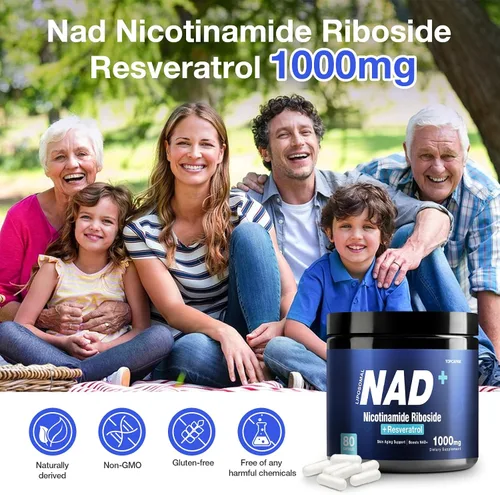 Miniatura 5 de NAD+ Suplemento licotinamida ribosida liposomal resveratrol 1000mg Suplemento orgánico puro para un envejecimiento saludable, cerebro, energía