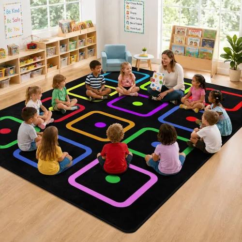 Miniatura 47 de Alfombra para Niños, Alfombra de Oruga Arcoíris ABC Letras del Alfabeto Tapete Educativo - 5x7 Pies Alfombra de Área de Aprendizaje con Respaldo