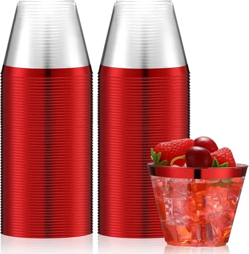 Miniatura 7 de Norme 50 vasos de plástico con borde de 9 onzas, vasos de plástico resistentes, copas de cóctel, vasos para graduación, bodas, fiestas de cumpleaños