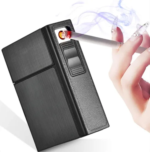 Miniatura 3 de 20 piezas de caja de aluminio para módulos de cigarrillos con encendedor eléctrico recargable por USB, estuche portátil de cigarrillos de aluminio