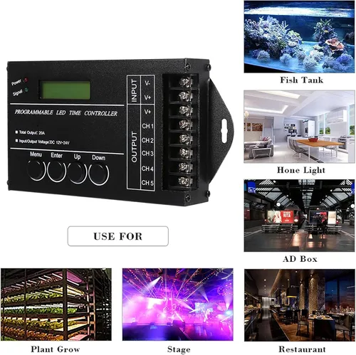 Miniatura 6 de Jeffergarden Multi funcional DC12 24V centralina tc420 tc420 20A programable LED controlador de tiempo 5 canales color ajustable con CD cable USB