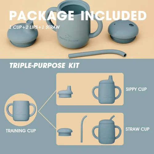 Miniatura 2 de Cuddle Campus Vasos para bebés de 7 onzas, [4 en 1] tazas para bebé, vaso de silicona inastillable, taza abierta para 6M, 6 meses, 6 a 12 meses, 1/1
