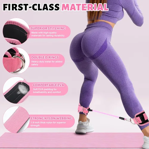Miniatura 5 de RoundFunny Juego de 18 anillos de pilates esenciales para mujer, anillo de pilates y pelota de resistencia al tobillo, correa de yoga, calcetines