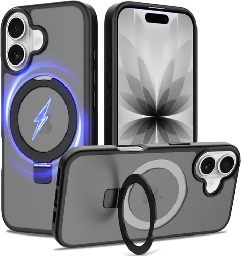 Miniatura 32 de Funda con soporte ultra magnético para iPhone 17 Pro Max [protección militar contra caídas] [compatible con MagSafe] a prueba de golpes, translúcida