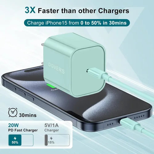 Miniatura 2 de Cargador rápido para iPhone 17 16 15, cable de carga rápida, 6+10 pies USBC a USBC y bloque tipo C de 20W para iPhone 17 Air, 16e, 17 16 15
