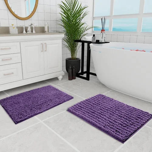 Miniatura 57 de Walensee Alfombra de baño antideslizante (24x17 pulgadas, rosa polvoriento) absorbente de agua, súper suave, lanuda de felpilla, lavable a máquina