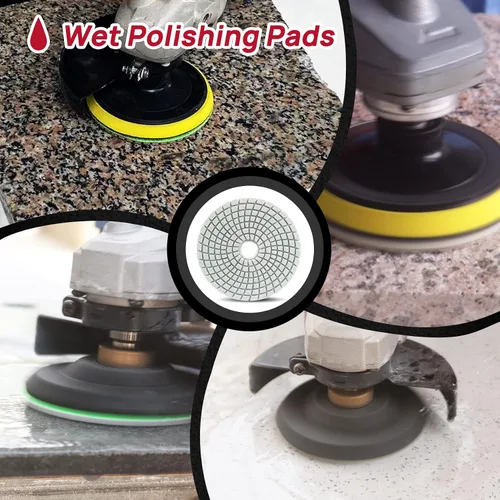 Miniatura 4 de FOCSTOL Almohadillas de pulido húmedo de diamante – Kit de pulido de grano 50 de 4 pulgadas (3.937 in) para granito mármol piedra artificial cuarzo