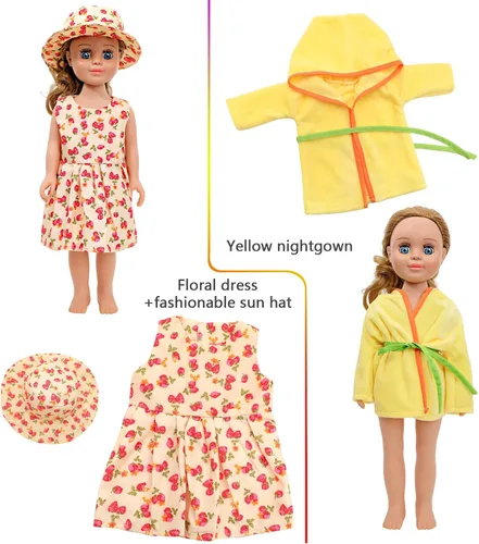 Miniatura 5 de MSYO - 10 juegos de 20 piezas de ropa y accesorios para muñecas de 17 a 18 pulgadas Trajes de muñeca con vestidos, trajes de baño, pijamas