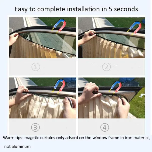 Miniatura 6 de ZATOOTO Parasol para ventana lateral de automóvil, 2 parasoles magnéticos de privacidad beige, cortina mantiene la pantalla más fresca para dormir