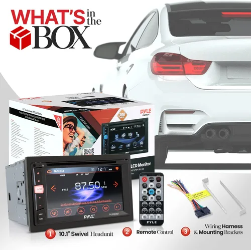 Miniatura 2 de Pyle Estéreo de coche con pantalla táctil doble DIN de 6.2 pulgadas, reproductor multimedia de DVD/CD/MP3, receptor Bluetooth, radio AM/FM, tarjeta