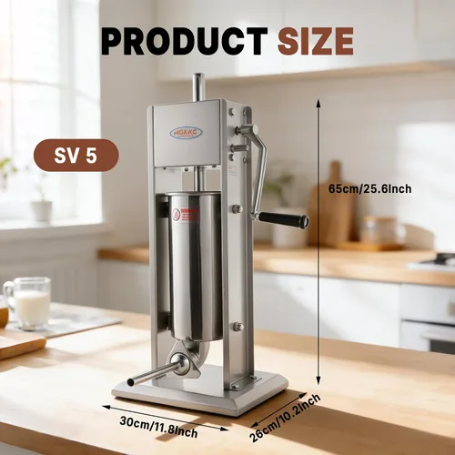 Miniatura 4 de Hakka - Embutidor de salchichas vertical de acero inoxidable de 2 velocidades (11 libras/5 L)