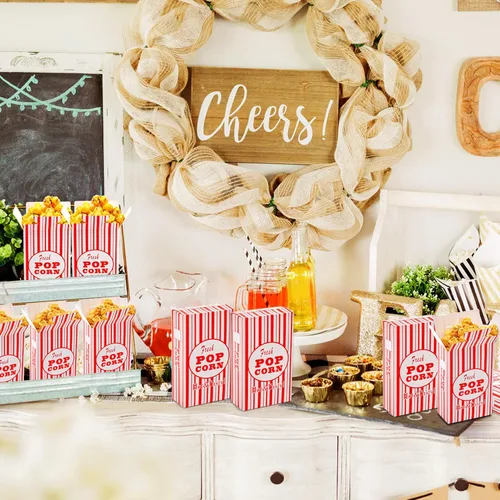 Miniatura 6 de Bekith Paquete de 100 cajas de papel para palomitas de maíz, recipientes para palomitas de maíz, cubeta para fiestas de cine y noche de teatro