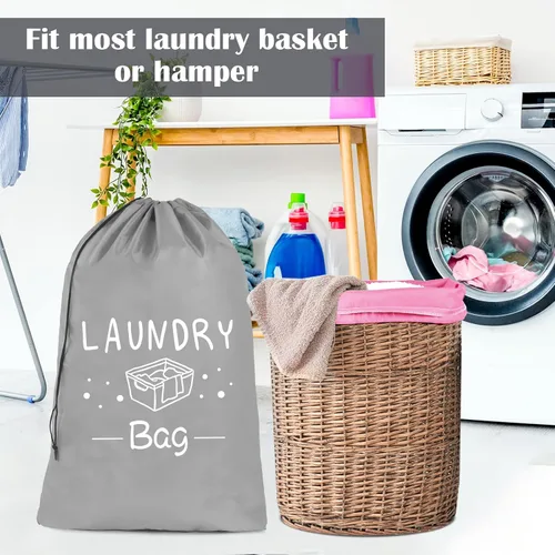 Miniatura 7 de Sylfairy Paquete de 2 bolsas de lavandería de viaje extra grandes, organizador de ropa sucia con cordón, bolsas de lavandería de viaje resistentes