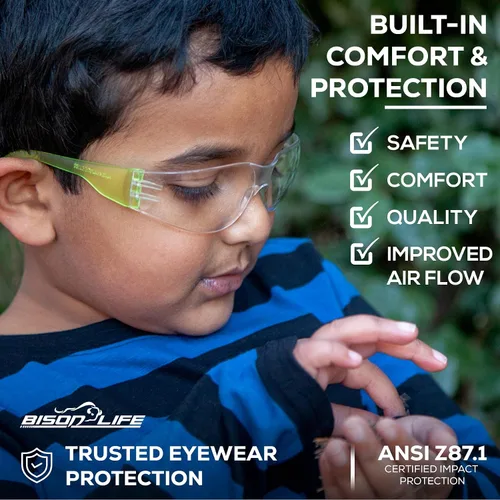 Miniatura 7 de BISON LIFE Gafas de seguridad para niños, gafas protectoras para niños a granel, ANSI Z87.1, gafas de seguridad para niños, paquete de gafas