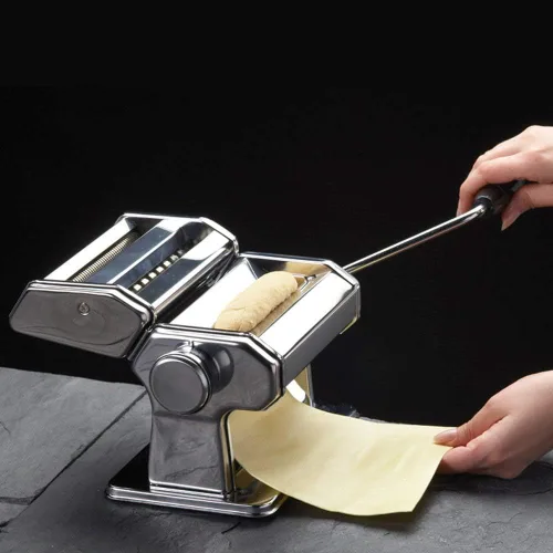 Miniatura 6 de Máquina para hacer pasta manual de acero inoxidable Con ajustes de grosor ajustables Perfecto para fideos caseros de espagueti, fettuccini