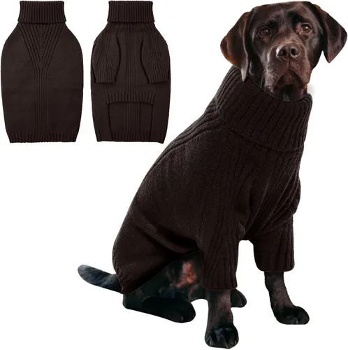 Miniatura 11 de IECOii Suéter extragrande para perro, suéteres térmicos cálidos para perros de raza gigante, ropa de punto, cuello alto de invierno, elástica