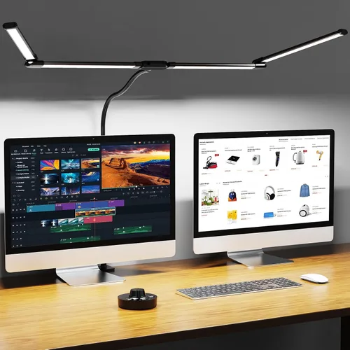 Lámpara de escritorio, lámparas de escritorio con abrazadera para el hogar y la oficina, lámpara de mesa de cuello flexible de 24 W, lámpara de