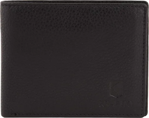 KRAFTIQ BLAKE - Billetera de piel de napa auténtica de alta calidad con seguridad RFID color negro Negro - Vintage