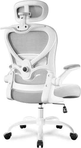 Freepub Silla de oficina ergonómica con reposacabezas 3D, silla de escritorio de oficina de malla con soporte lumbar ajustable, silla de computadora