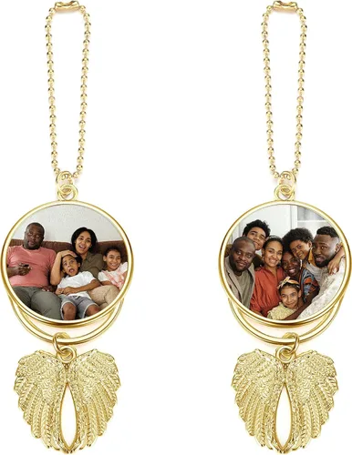 Personalized Master Adornos de fotos personalizados para colgar en el automóvil, adorno de doble cara para grabado de imagen para accesorios de