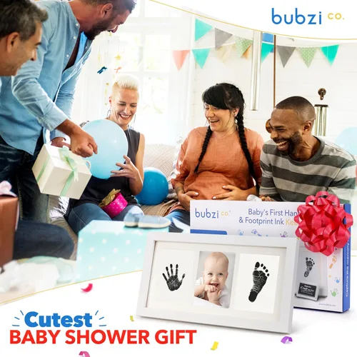 Miniatura 6 de Bubzi Co Baby Kit de marco de foto de huellas de manos y pies para niñas y niños recién nacidos, regalos únicos de ducha de bebé fijados para Blanco