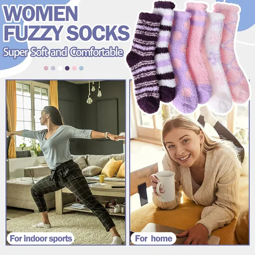 Miniatura 6 de ANTSANG Womens Fuzzy Socks Slipper Winter Fluffy Comfy Cozy Socks Cabin Warm Home Socks