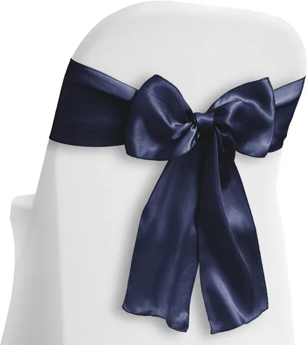 Miniatura 9 de Lann's Linens - 10 elegantes lazos de satén para fundas de silla de boda/fiesta - Banda con lazo para el respaldo de la silla - Negro