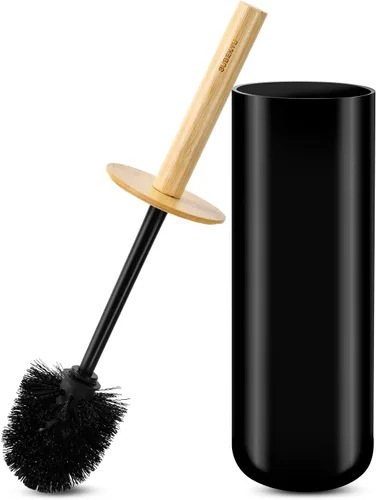 SUBEKYU Escobilla de inodoro, juego de escobilla y soporte, limpiador de inodoro para limpieza profunda, color negro