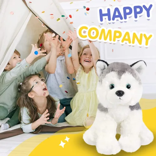 Miniatura 5 de BSTAOFY Perro de peluche realista Husky de 12 pulgadas, juguetes de peluche suaves adorables para cumpleaños, San Valentín, Navidad, festivales