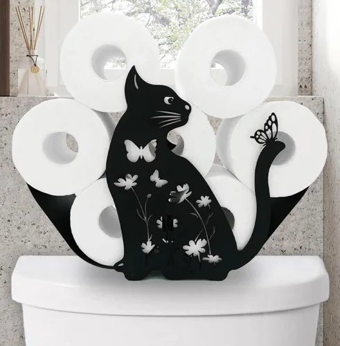 Miniatura 12 de Lindos soportes de papel de oveja, soporte de papel higiénico de metal negro, organizador decorativo de almacenamiento de papel higiénico