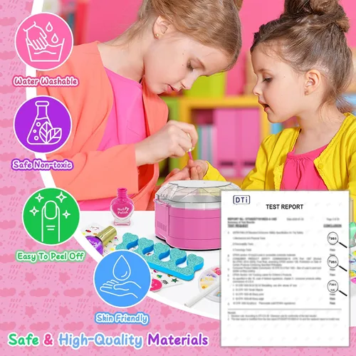 Miniatura 3 de Juego de esmaltes de uñas para niñas, kit de arte de uñas para niños de 7 a 12 años, salón de uñas todo en uno con secador de uñas y uñas postizas a