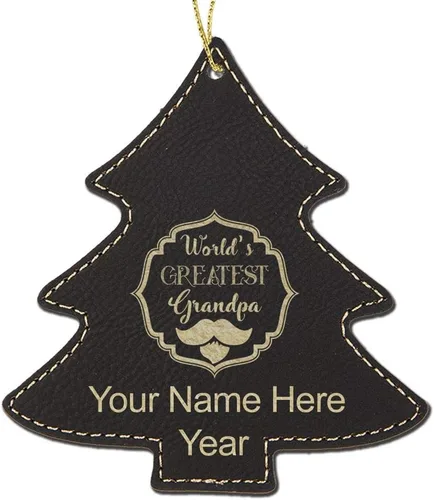 Miniatura 4 de LaserGram Personalized Christmas Ornament, World's Greatest Grandpa, Faux Leather, Custom Laser Engraved Gift Idea (Tree Shape, Pink)