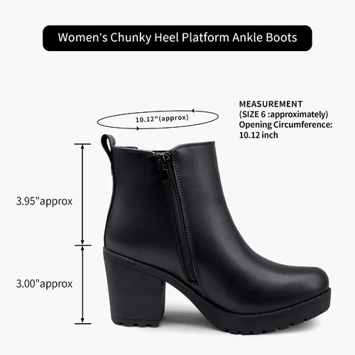 Miniatura 3 de Vepose Botines de moda para mujer tacón bajo grueso plataforma Chelsea para mujer