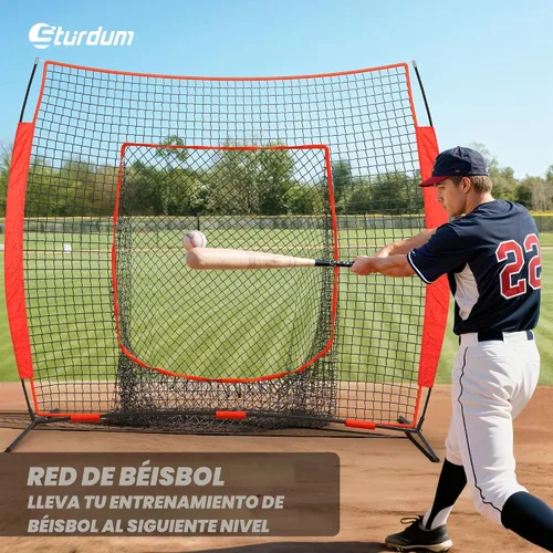 Miniatura 2 de 7 x 7 ft Baseball Net, Baseball Softball Batting Net for Practice Hitting Pitching Fielding, Quick Setup, Portable, with Carry Bag, 4 Ground Stakes