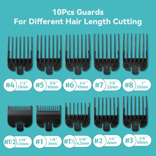 Miniatura 3 de Juego de protectores de cortapelos compatibles con la mayoría de cortapelos Wahl con soporte, reemplazo de guías de cortapelos - de 1/16" a 1", Negro