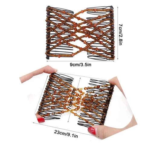 Miniatura 2 de 3 piezas de accesorios para el cabello con cuentas elásticas vintage mágicas para mujeres, señoras, niñas, pinzas elásticas para el cabello
