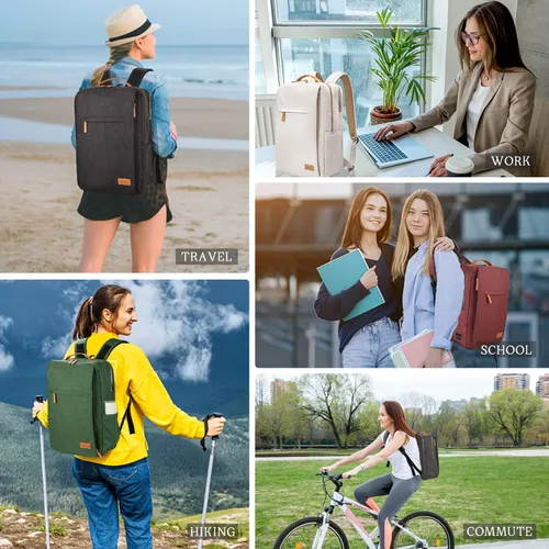 Miniatura 6 de Hp hope Mochila para laptop para mujer, mochila de trabajo de 15.6 pulgadas con puerto USB, mochila resistente al agua para viajes, universidad