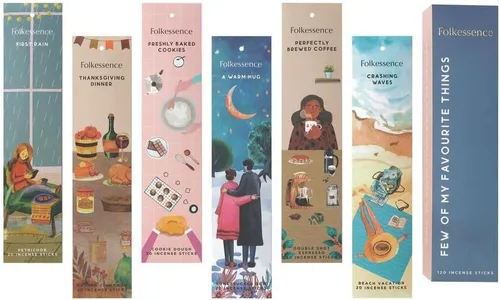 Folkulture Juego de 6 varillas de incienso de primera calidad para playa, vacaciones de verano, sin carbón, orgánico, no tóxico, 45 minutos de