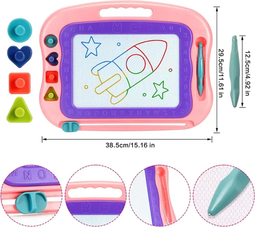 Miniatura 4 de Wellchild Tablero magnético de dibujo, juguetes para niñas y niños de 3 años, tablero magnético de garabatos para niños, almohadilla de dibujo
